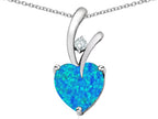 Star K™ Heart Shape 8mm Blue Created Opal and Cubic Zirconia Endless Love Pendant Necklace