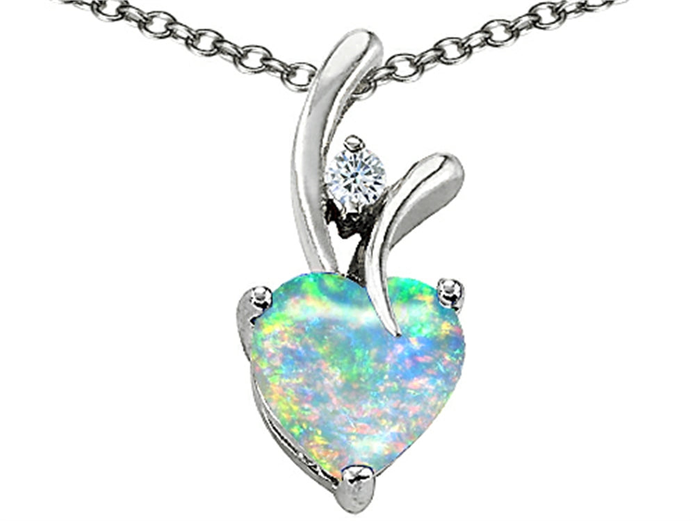 Star K™ Heart Shape 8mm Created Opal Pendant Necklace