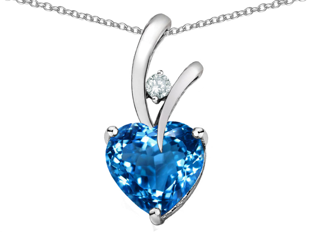 Star K™ Heart Shape 8mm Simulated Blue Topaz Endless Love Pendant Necklace