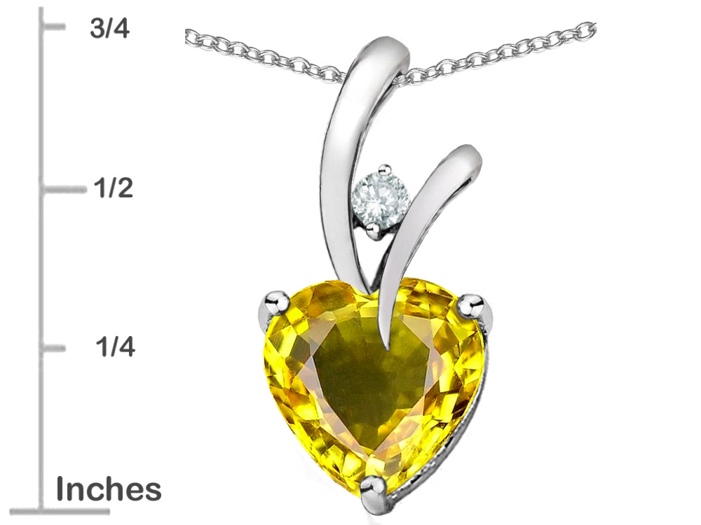 Star K™ Heart Shape 8mm Simulated Citrine Endless Love Pendant Necklace