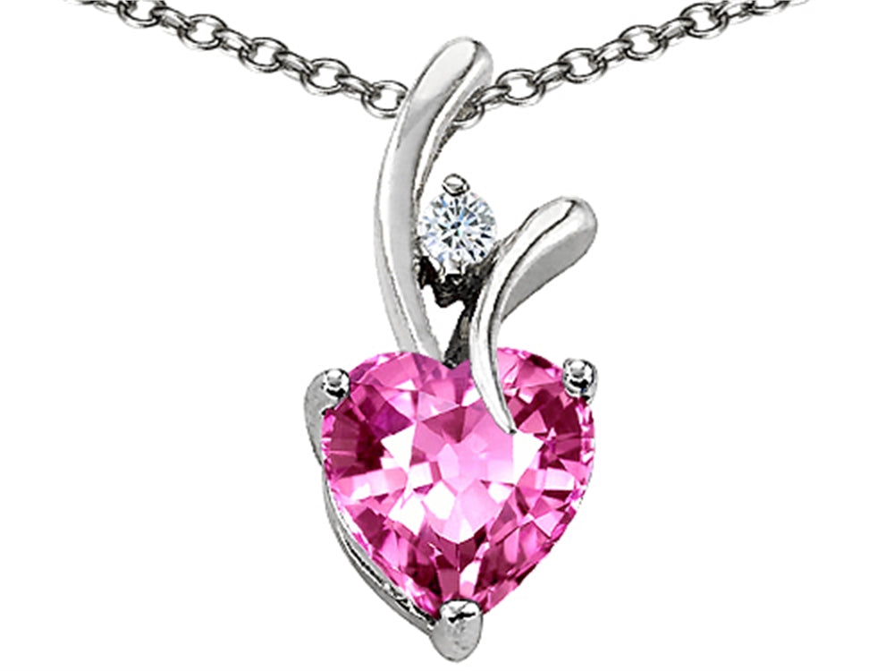 Star K™ Created Heart Shaped Pink Sapphire Pendant Necklace