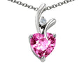 Star K™ Created Heart Shaped Pink Sapphire Pendant Necklace