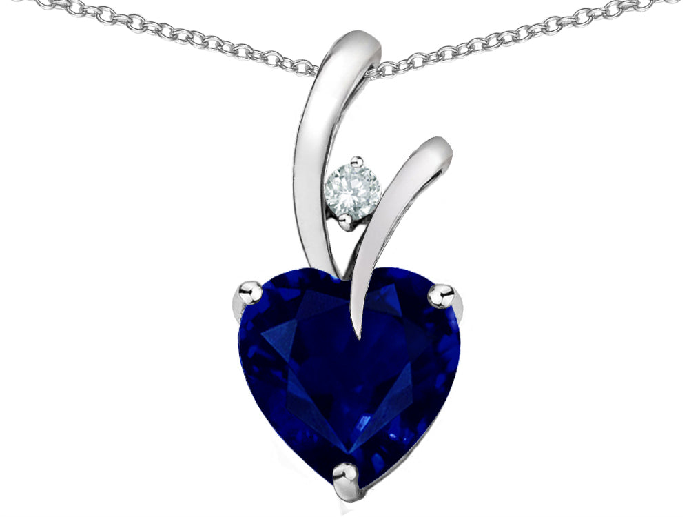 Star K®) Heart Shape 8mm Created Blue Sapphire Endless Love Pendant Necklace