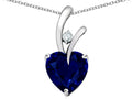 Star K®) Heart Shape 8mm Created Blue Sapphire Endless Love Pendant Necklace