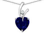 Star K®) Heart Shape 8mm Created Blue Sapphire Endless Love Pendant Necklace