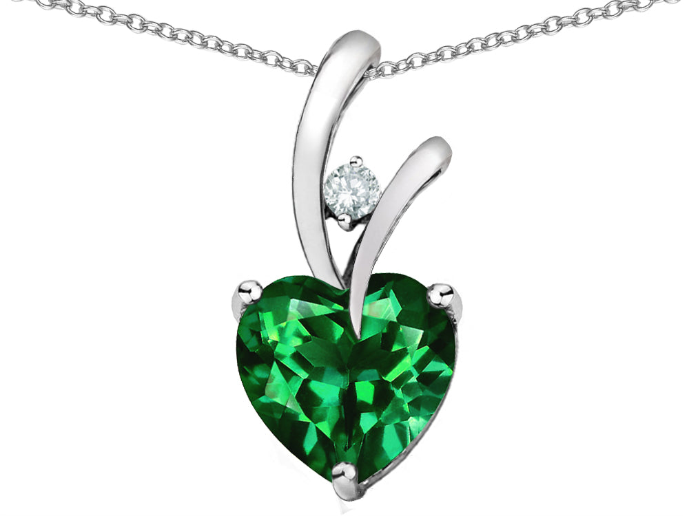 Star K™ Heart Shape 8mm Simulated Emerald Endless Love Pendant Necklace