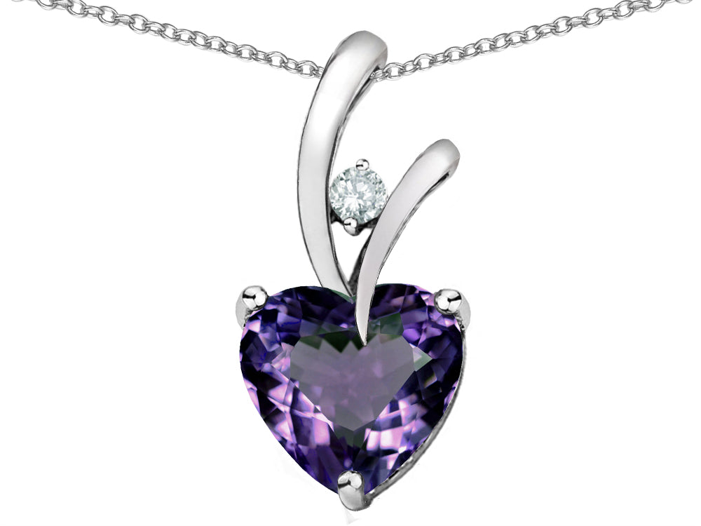 Star K™ Heart Shaped 8mm Simulated Alexandrite Endless Love Pendant Necklace