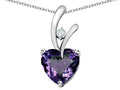 Star K™ Heart Shaped 8mm Simulated Alexandrite Endless Love Pendant Necklace