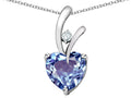 Star K™ Heart Shape 8mm Simulated Aquamarine Endless Love Pendant Necklace