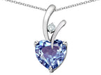 Star K™ Heart Shape 8mm Simulated Aquamarine Endless Love Pendant Necklace