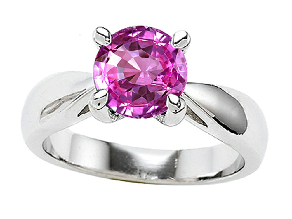 Star K 7mm Round Simulated Pink Tourmaline Ring