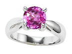 Star K 7mm Round Simulated Pink Tourmaline Ring