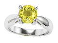 Star K Genuine 7mm Round Lemon Quartz Ring