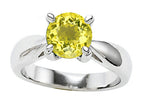 Star K Genuine 7mm Round Lemon Quartz Ring