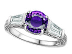 Star K Round 7mm Genuine Amethyst Ring