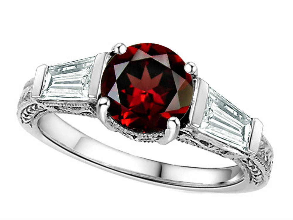 Star K Round 7mm Genuine Garnet Ring