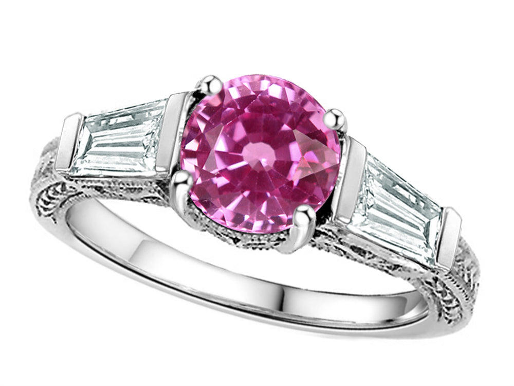 Star K Round 7mm Created Pink Sapphire Ring