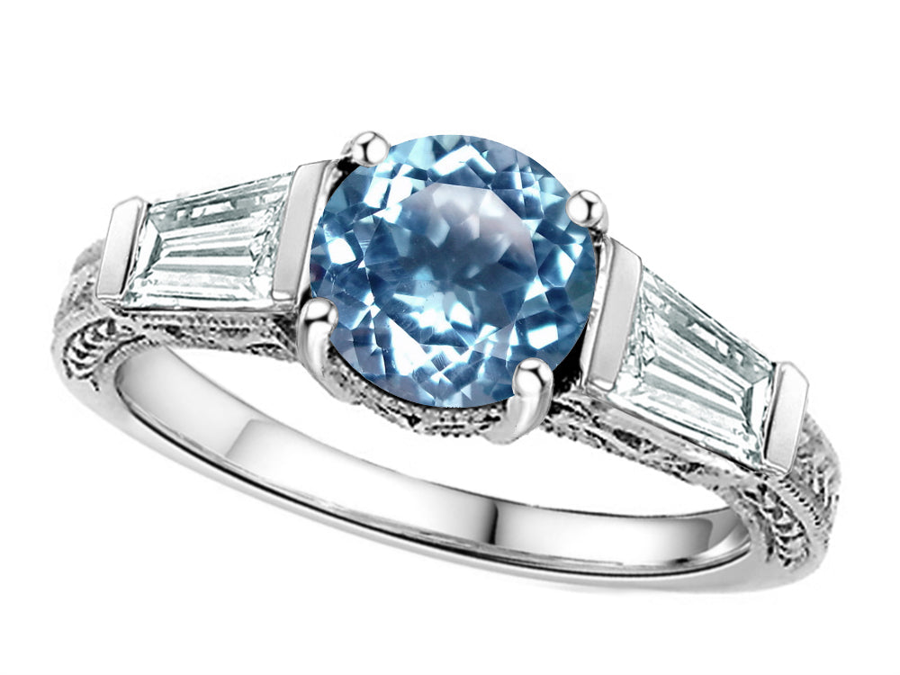 Star K Round 7mm Simulated Aquamarine Ring