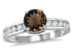 Star K Round 7mm Genuine Smoky Quartz Ring