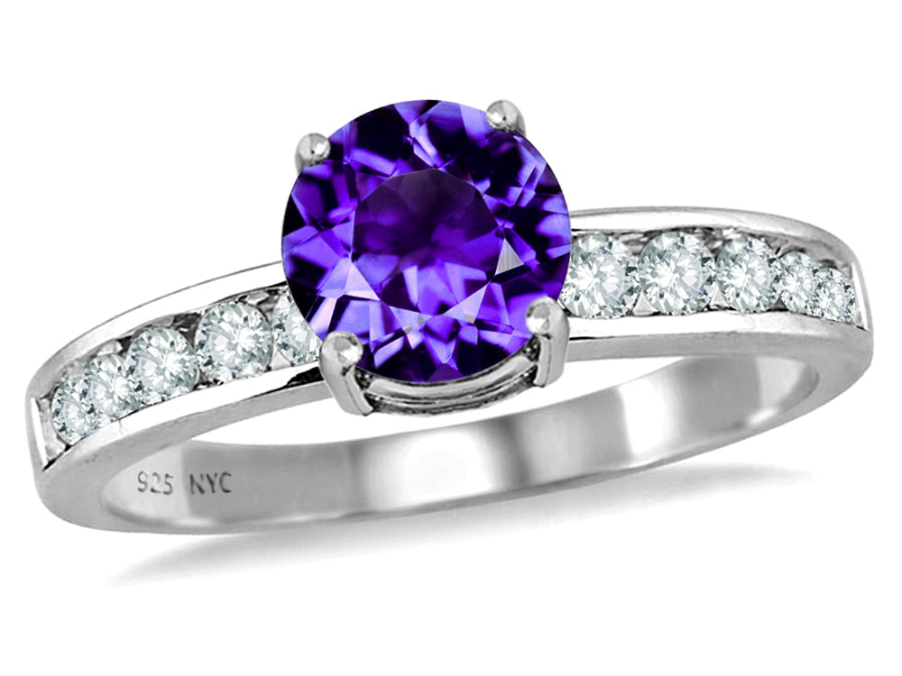 Star K Round 7mm Simulated Amethyst Ring