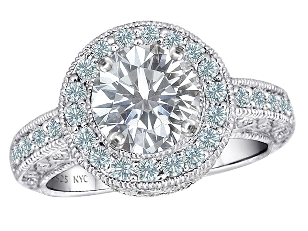 Star K 7mm Round White Topaz Ring