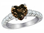 Star K Genuine 8mm Heart Shape Smoky Quartz Ring