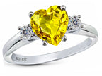 Star K 8mm Heart Shape Simulated Citrine Ring
