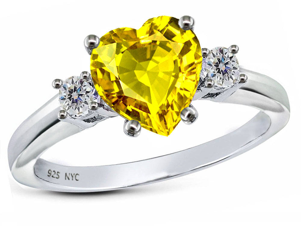 Star K 8mm Heart Shape Simulated Citrine Ring