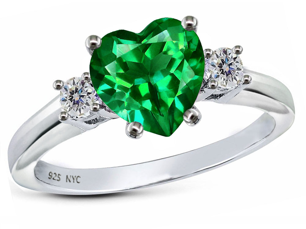 Star K 8mm Heart Shape Simulated Emerald Ring