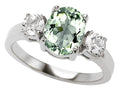 Star K™ 925 Genuine Oval Green Amethyst Ring