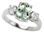 Star K™ 925 Genuine Oval Green Amethyst Ring