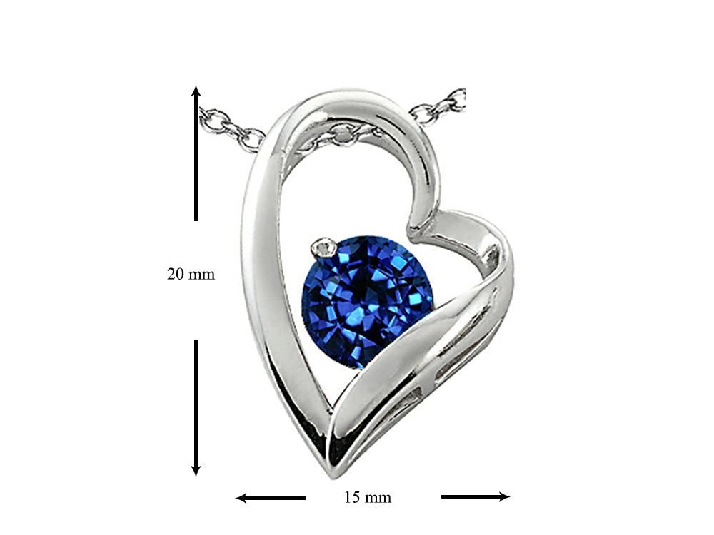 Star K™ 7mm Round Created Sapphire Heart Shape Pendant Necklace