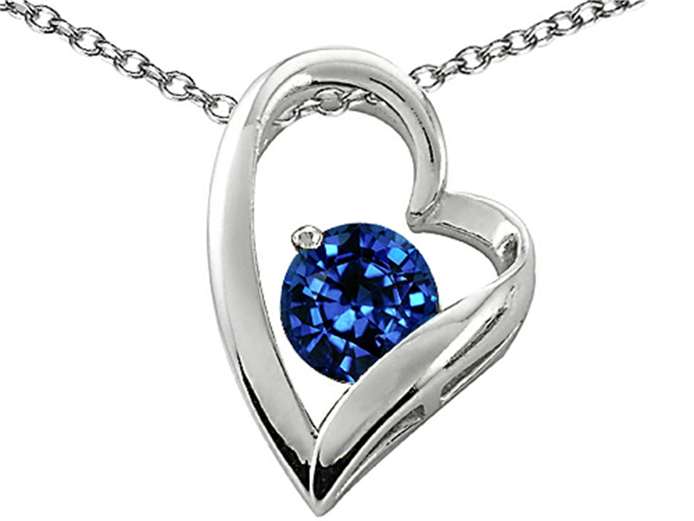 Star K™ 7mm Round Created Sapphire Heart Shape Pendant Necklace