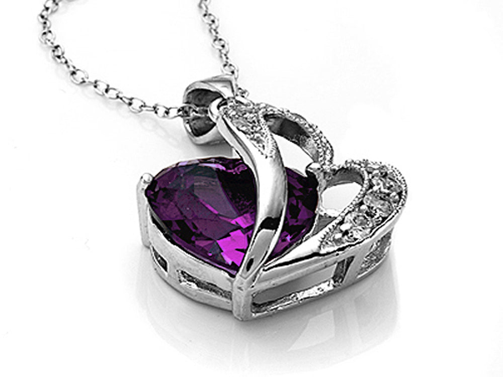 Star K™ Heart Shape 12mm Created Pink Sapphire Pendant Necklace