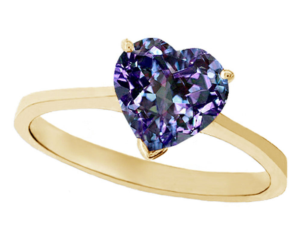 Tommaso Design Simulated Alexandrite Heart Shape 8mm Solitaire Engagement Ring