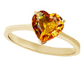 Tommaso Design Genuine Citrine Heart Shape 8mm Solitaire Engagement Ring