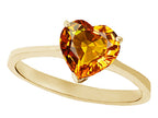 Tommaso Design Genuine Citrine Heart Shape 8mm Solitaire Engagement Ring