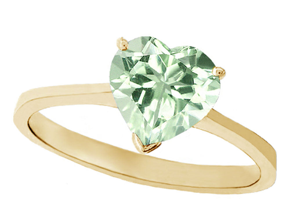 Tommaso Design Green Amethyst Heart Shape 8mm Solitaire Engagement Ring