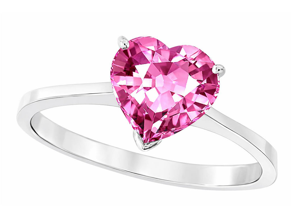 Tommaso Design Created Pink Sapphire Heart Shape 8mm Solitaire Engagement Ring