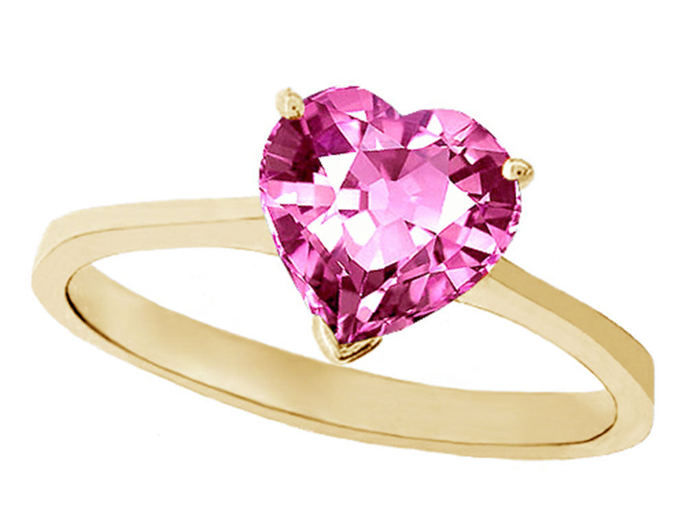 Tommaso Design Simulated Pink Tourmaline Heart Shape 8mm Solitaire Engagement Ring