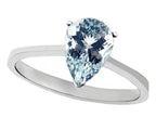 Tommaso Design Genuine Aquamarine Pear Shape 8x6mm Solitaire Engagement Ring