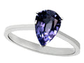 Tommaso Design Genuine Iolite Pear Shape 8x6mm Solitaire Engagement Ring