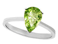 Tommaso Design™ Genuine Peridot Pear Shape 8x6mm Solitaire Engagement Ring