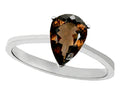 Tommaso Design Genuine Smoky Quartz Pear Shape 8x6mm Solitaire Engagement Ring