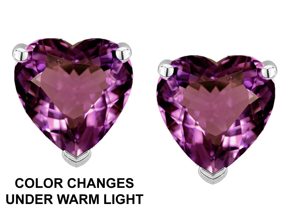 Tommaso Design™ Heart Shape 7mm Simulated Alexandrite Earrings Studs