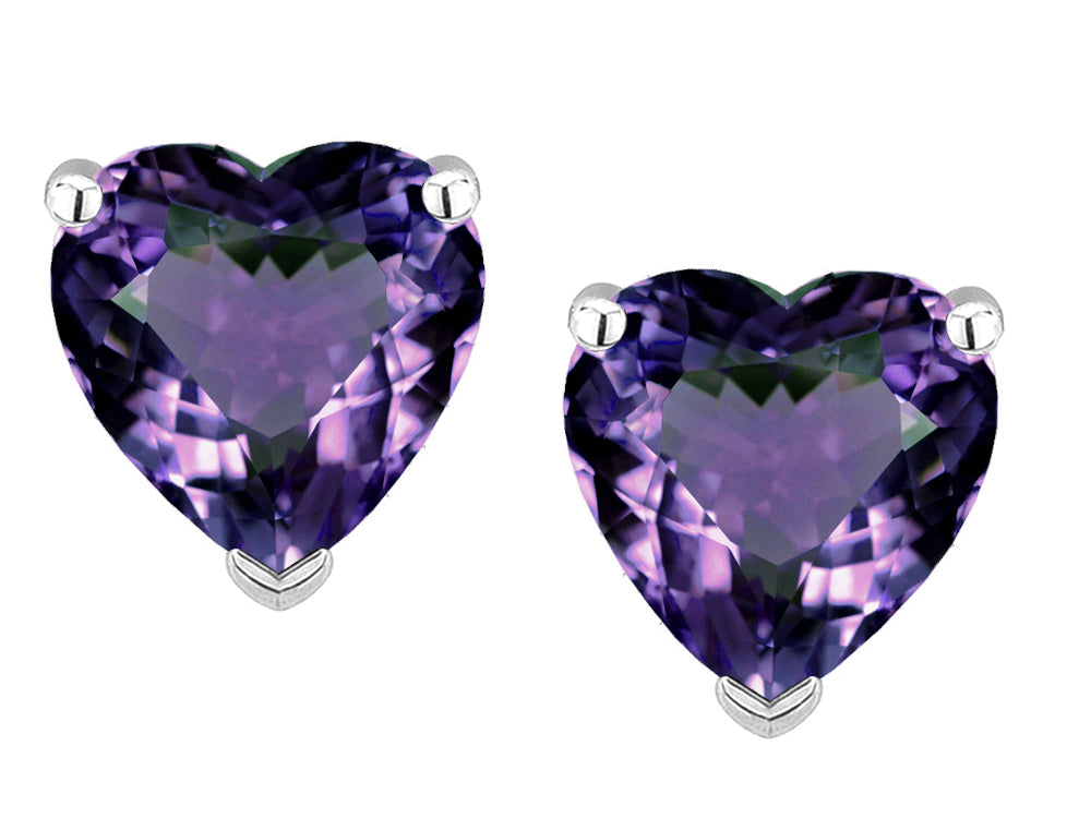 Tommaso Design™ Heart Shape 7mm Simulated Alexandrite Earrings Studs