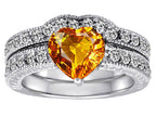 Star K™ Genuine 8mm Heart Shape Citrine Wedding Set