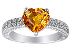 Star K™ Genuine 8mm Heart Shape Citrine Wedding Set