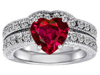 Star K™ 8mm Heart Shape Created Ruby Wedding Set
