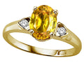 Tommaso Design Oval 8x6mm Simulated Yellow Sapphire Ring